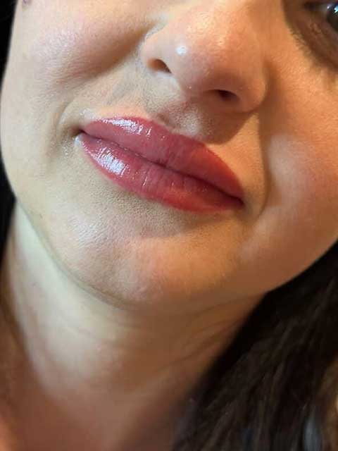 Healed lip blush tattoo