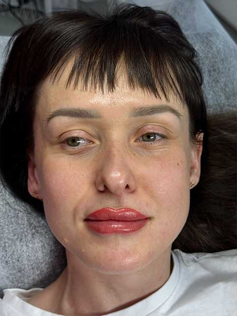 Healed lip blush tattoo