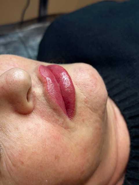 Healed lip blush tattoo